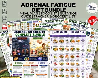 Adrenal Fatigue Diet Meal Plan Bundle + Food List: Adrenal Support Printable PDF Download Guide