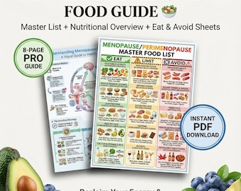 Lista de alimentos para la menopausia (PDF) / Dieta para el equilibrio hormonal / Guía nutricional para la perimenopausia / Alimentación saludable para bajar de peso