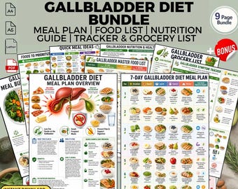 Plan de alimentación para la dieta de la vesícula biliar + Lista de alimentos: Guía nutricional baja en grasas para el alivio digestivo (PDF imprimible)