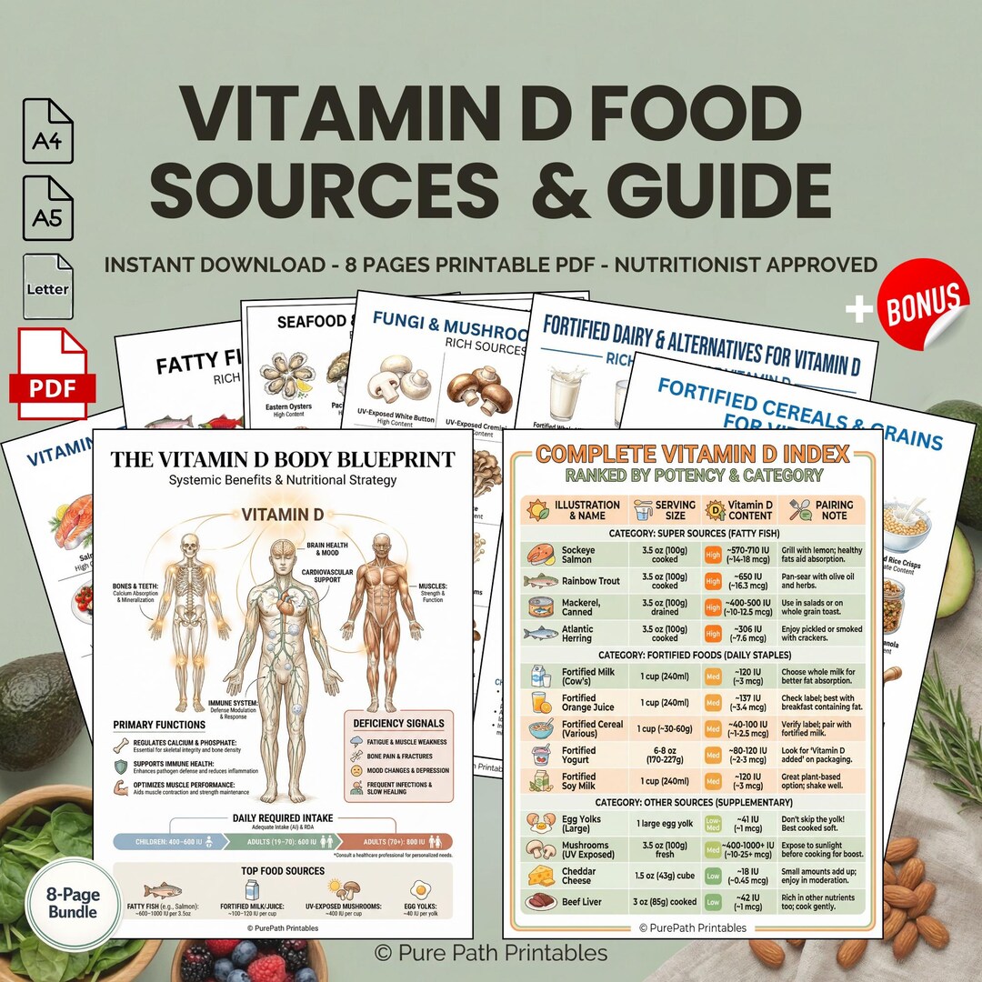 Vitamin D Food Sources Guide | Nutrition Chart Diet Reference List ...