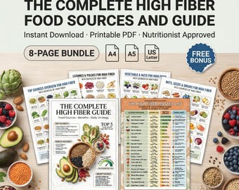 High Fiber Foods Guide – Nutrition Reference Chart, Grocery List (Printable PDF Bonus Included!)