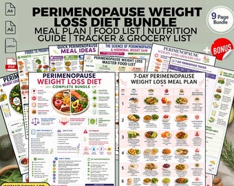 Perimenopause Abnehmen Diet Meal Plan Bundle + Lebensmittelliste: Hormon-Balance Printable PDF-Download