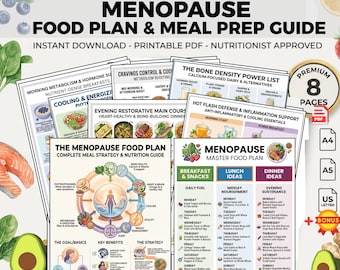 Menopause Food Plan: Hormone Health Meal Prep Diet Guide PDF Printable Weekly Nutrition Planner