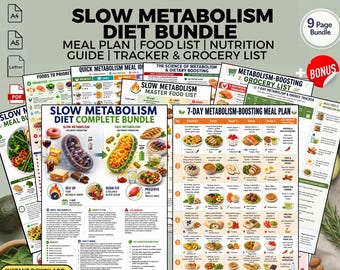 Slow Metabolism Diet Meal Plan Bundle & Food List: Metabolism Boosting Printable PDF Download