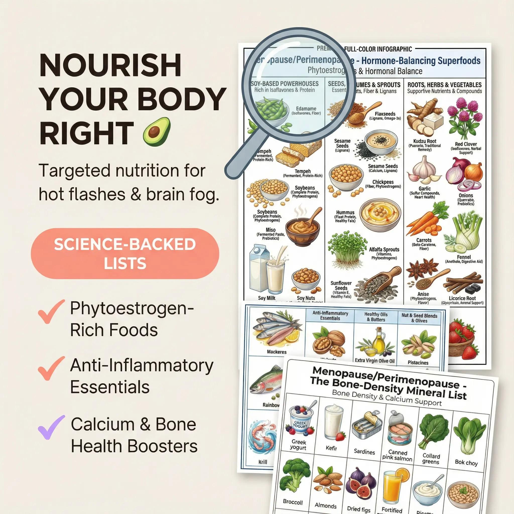 Menopause Food List PDF | Hormone Balance Diet | Perimenopause ...