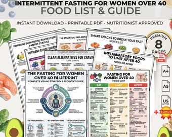Intermittent Fasting Food List for Women Over 40: Hormone Balance Diet Guide Printable PDF