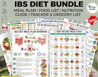IBS Diet Meal Plan + Food List: Bloating Relief Digestive Support Nutrition Guide Printable PDF