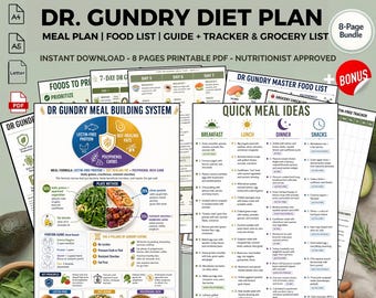 Plan de comidas de la dieta del Dr. Gundry: Guía imprimible de dieta sin lectinas para la salud intestinal y nutrición (PDF)
