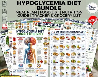 Hypoglycemia Diet Bundle Meal Plan & Food List: Blood Sugar Balance Nutrition Guide Printable PDF