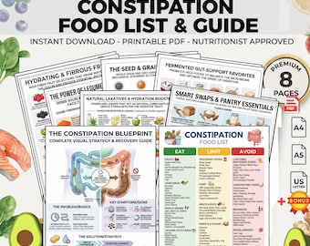 Constipation Food List PDF: High Fiber Diet Chart | Digestive Health Guide | Printable Gut Relief