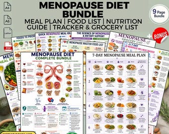 Menopause Diet Meal Plan Bundle & Food List: Hormone Balance Guide Printable PDF Download