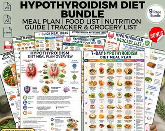 Plan de alimentación y lista de alimentos para el hipotiroidismo: Guía nutricional para el apoyo energético de la tiroides (PDF imprimible)