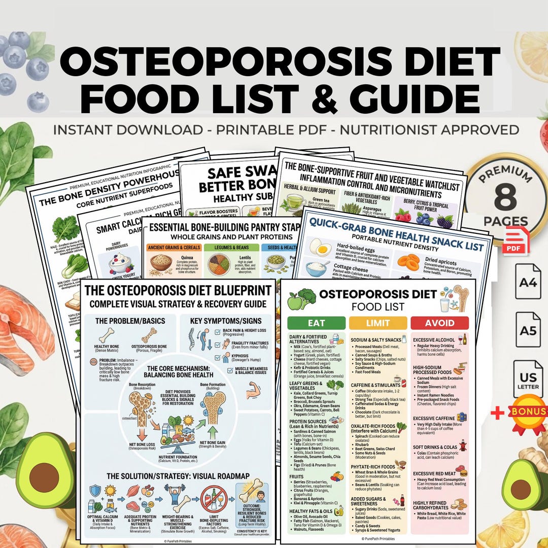 Osteoporosis Diet Food List: Printable Bone Health Nutrition Guide ...