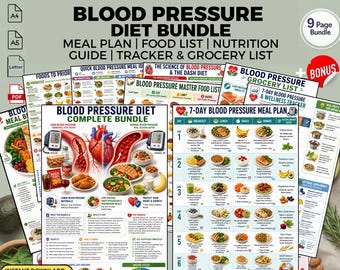 Blood Pressure Diet Meal Plan Bundle DASH Food List Printable PDF Download Guide