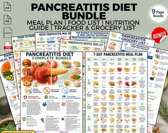 Pancreatitis Diet Meal Plan Bundle & Food List: Pancreas Health Nutrition Printable PDF Download Guide