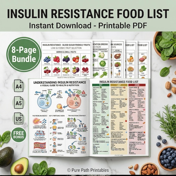 Insulin Resistance Food List PDF | PCOS Diet Guide | Blood Sugar Balance Grocery Shopping Plan
