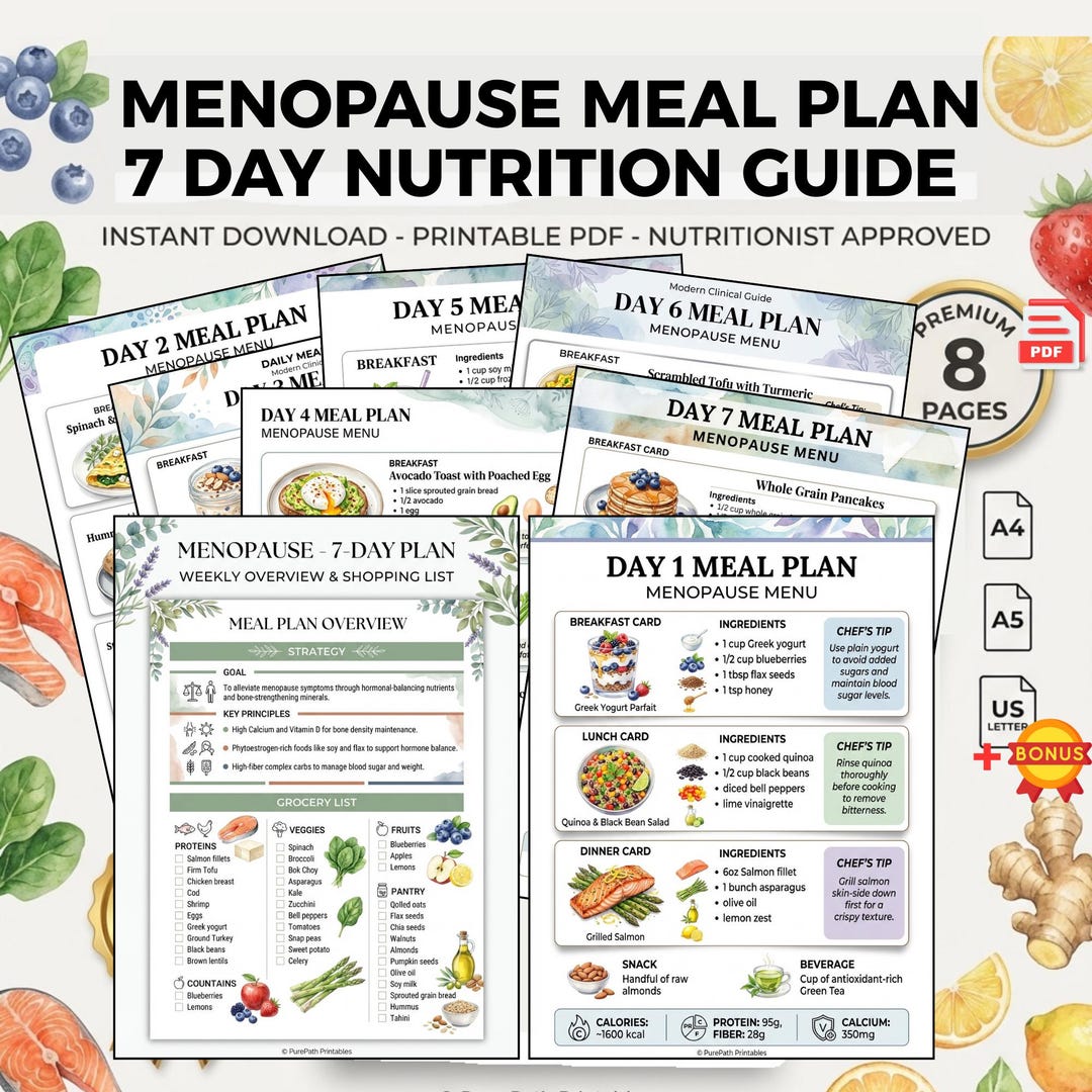 Menopause Meal Plan: 7 Day Nutrition Guide | Weekly Diet, Grocery List ...