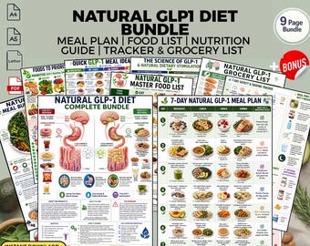 Natural GLP1 Diet Meal Plan Bundle & Food List: Appetite Control Printable PDF Download
