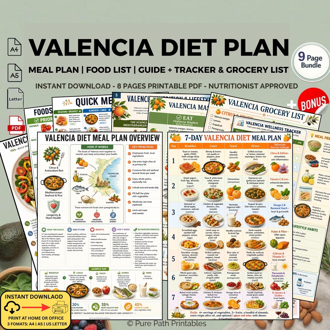 Valencia Prerequisites Chart.pdf Valencia Diet Meal Plan PDF Printable: Mediterranean Longevity ...