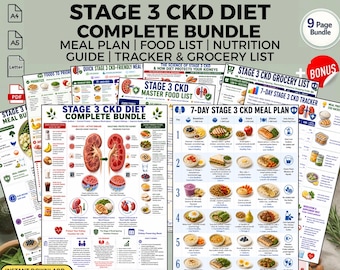 Stage 3 CKD Diet Meal Plan Bundle | Kidney Friendly Food List, Grocery Checklist (PDF)