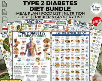 Plan de alimentación para la diabetes tipo 2: lista de alimentos y guía para el control del azúcar en sangre (PDF imprimible).