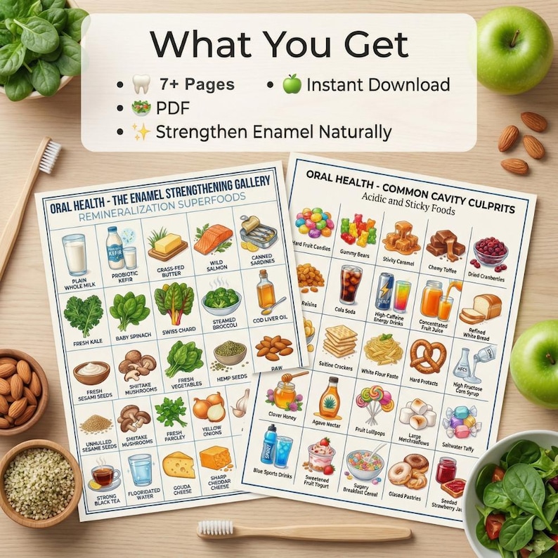 Oral Health Food Guide Printable, Dental Nutrition Infographic (digital ...