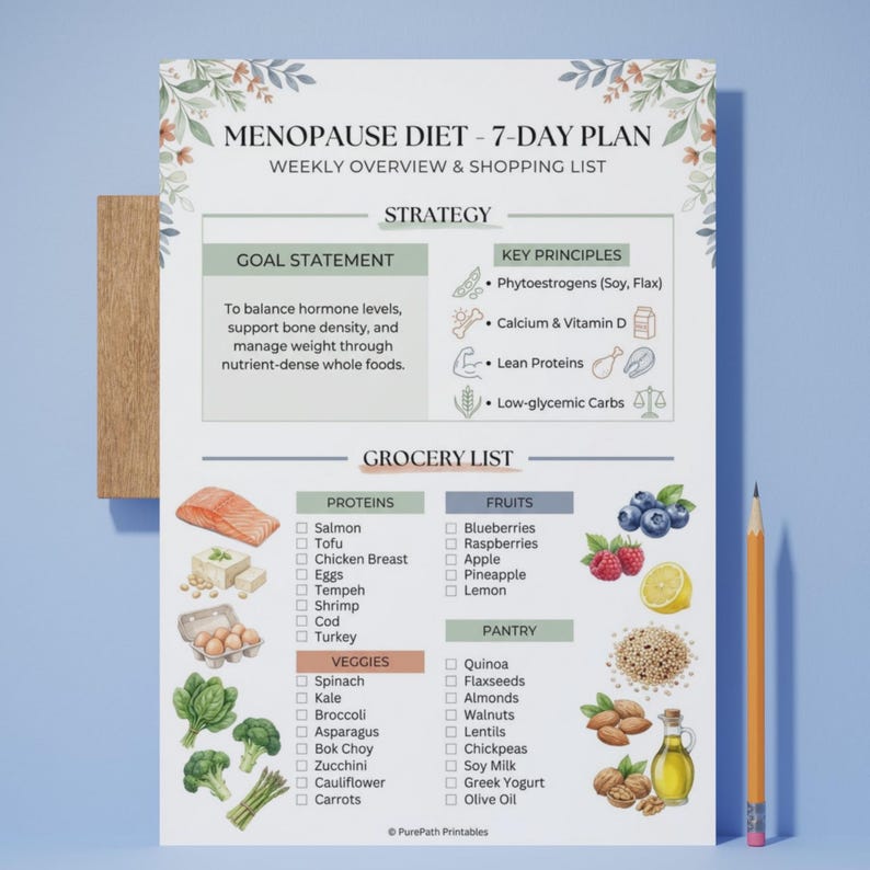 7-day Menopause Diet Meal Plan | Weekly Healthy Grocery List | Hormone ...