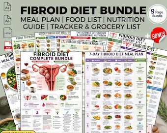 Fibroid Diet Meal Plan Bundle & Food List: Hormone Balance Printable PDF Download Guide Tracker