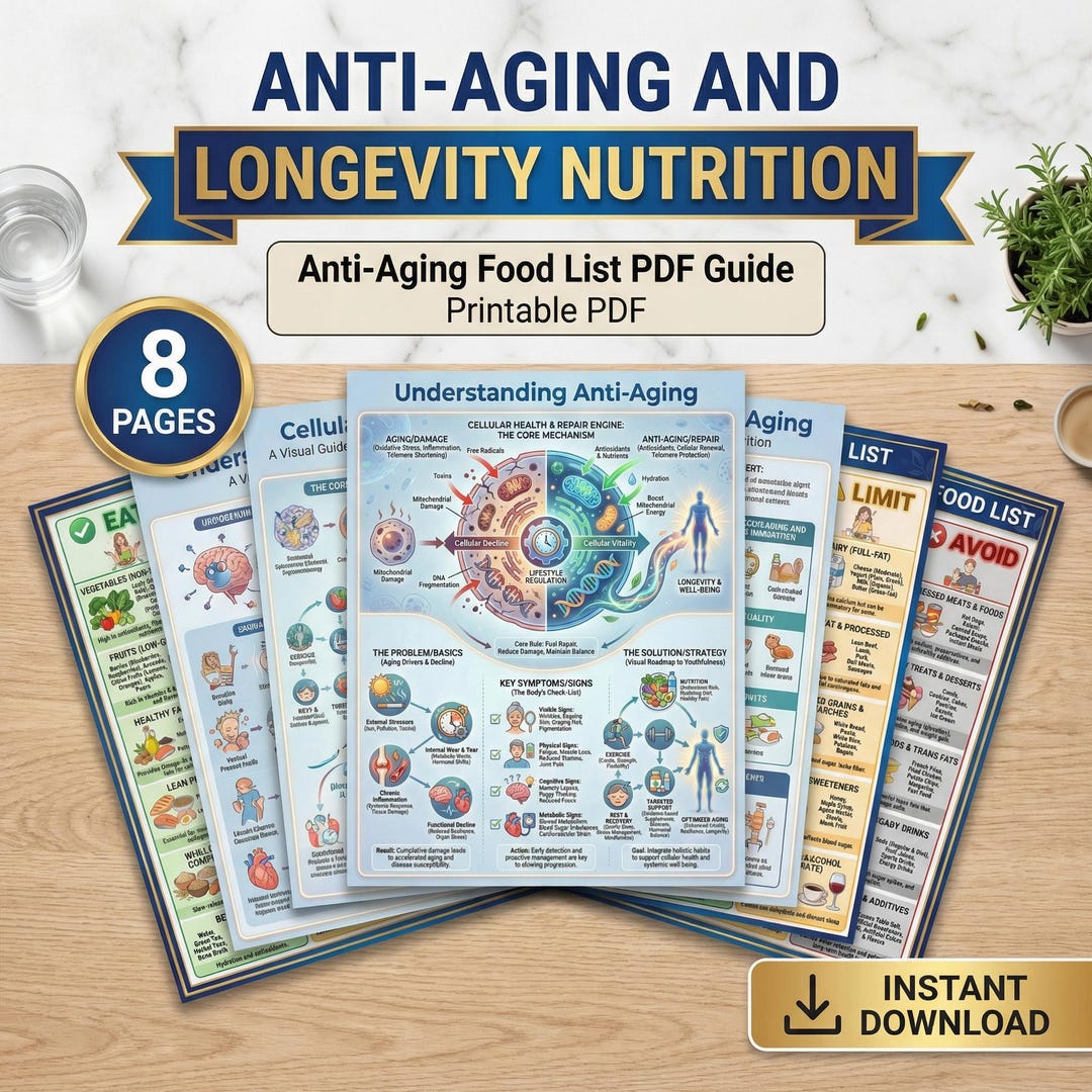 Anti-aging Food List PDF | Longevity Diet Nutrition Guide | Healthy ...
