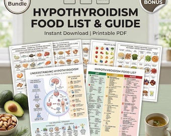Hypothyroidism Food List PDF | Thyroid Diet Guide | Hashimotos Nutrition Plan | Healing Foods | Printable Tracker