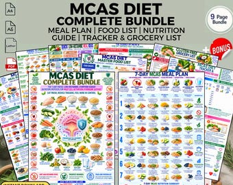 MCAS Diet , 7-Day Low Histamine Meal Plan, Food List, Grocery Checklist, Tracker & Guide (PDF)
