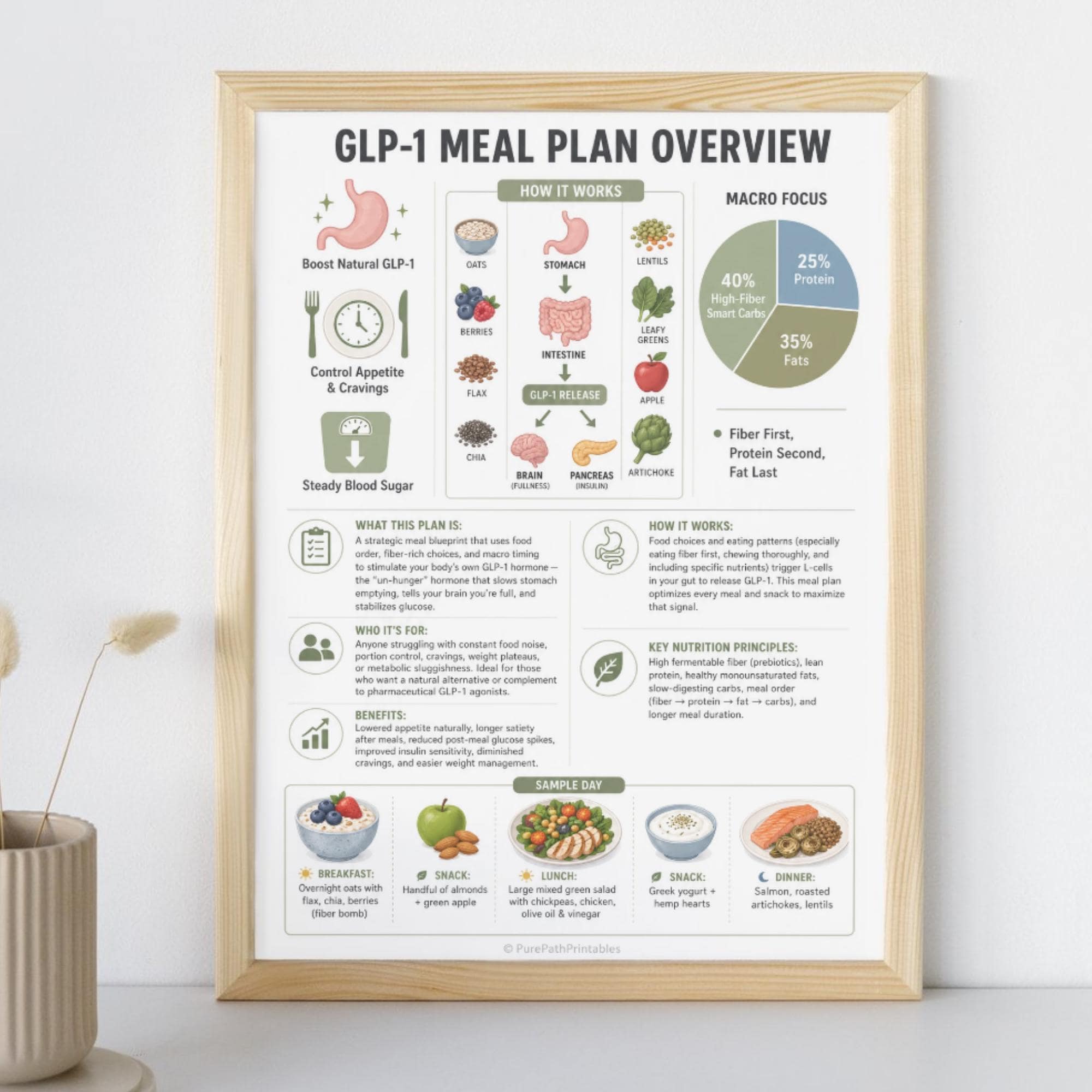 Natural GLP-1 Meal Plan Printable Diet Guide Boost GLP-1 Hormone ...