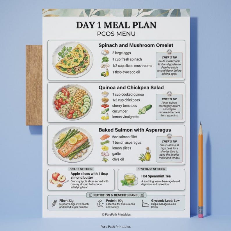 Pcos Menu PCOS Meal Plan PDF | 7 Day Diet Guide | Insulin Resistance Recipes ...