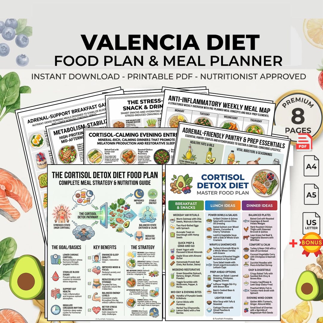 Cortisol Detox Diet Food Plan Printable PDF: Meal Planner Hormone ...