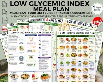 Low Glycemic Index Meal Plan PDF Printable Blood Sugar Balance Diet Guide