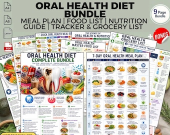 Oral Health Diet Meal Plan Bundle + Food List: Dental Health Nutrition Printable PDF Download