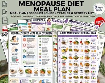 Menopause Diet Meal Plan Printable: Hormone Balance Weight Loss Bone Health Nutrition Guide PDF