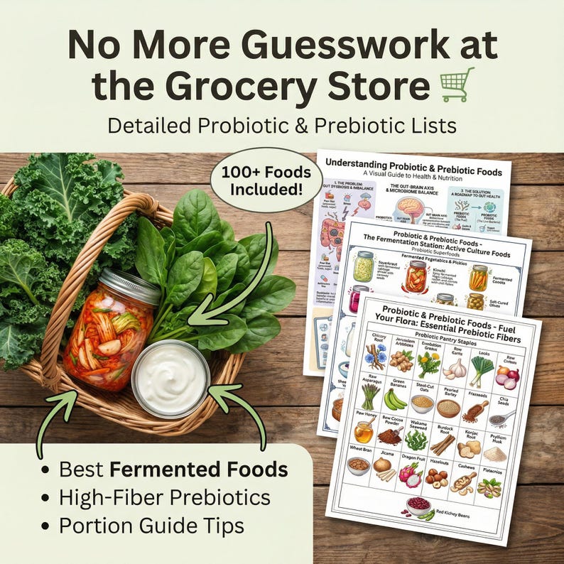 Probiotic & Prebiotic Foods List, Gut Health Guide (PDF Downloadable ...