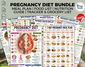 Pregnancy Diet Meal Plan Bundle & Pregnancy Food List: Prenatal Nutrition Guide Printable PDF Download