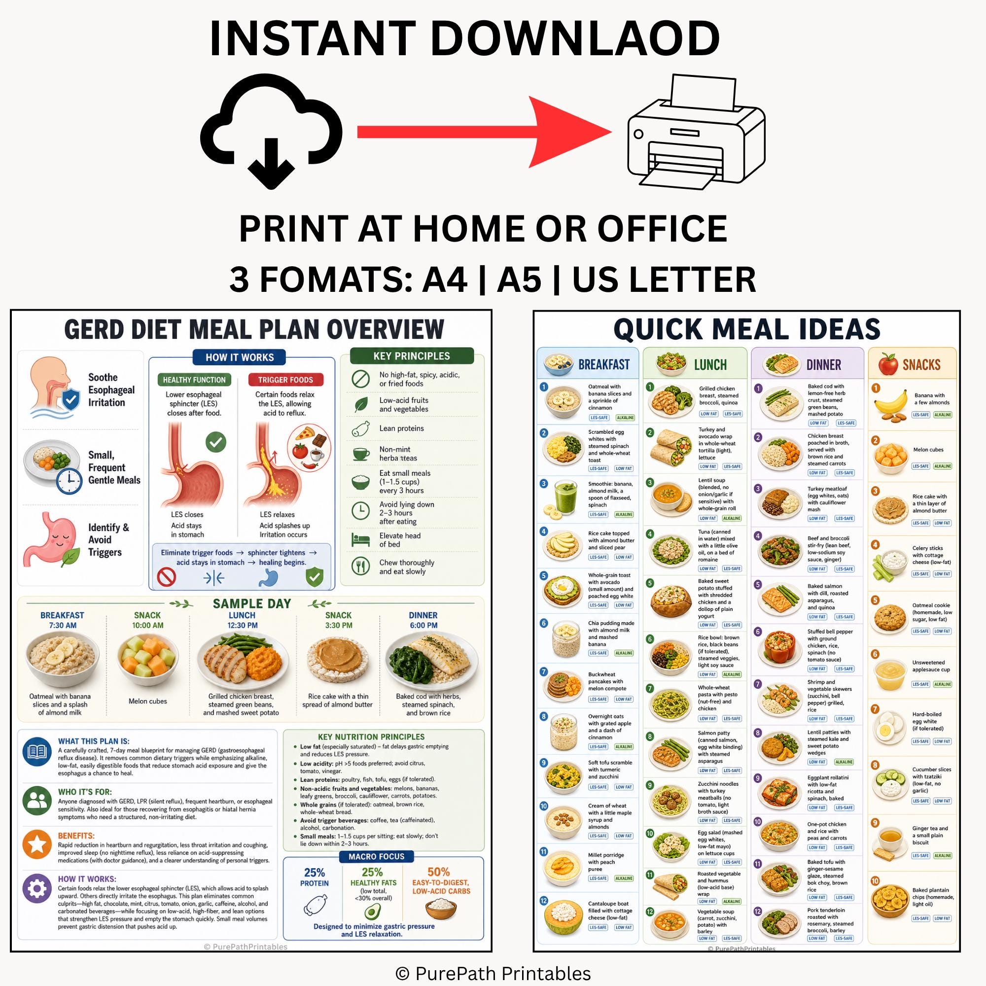 Gerd Menu Plan Example GERD Diet Meal Plan Printable: Acid Reflux Relief Food Guide (PDF ...