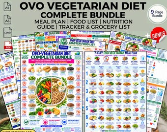 Ovo Vegetarian Diet PDF, 7-Day Meal Plan, Food List, Grocery Checklist, Tracker & Guide