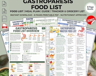 Gastroparesis Food List PDF Printable: Soft Low Fat Low Fiber Diet Meal Plan Guide