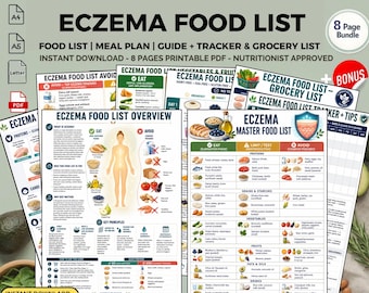 Eczema Food List PDF Printable Skin Healing Diet Guide with Grocery Checklist & Meal Plan