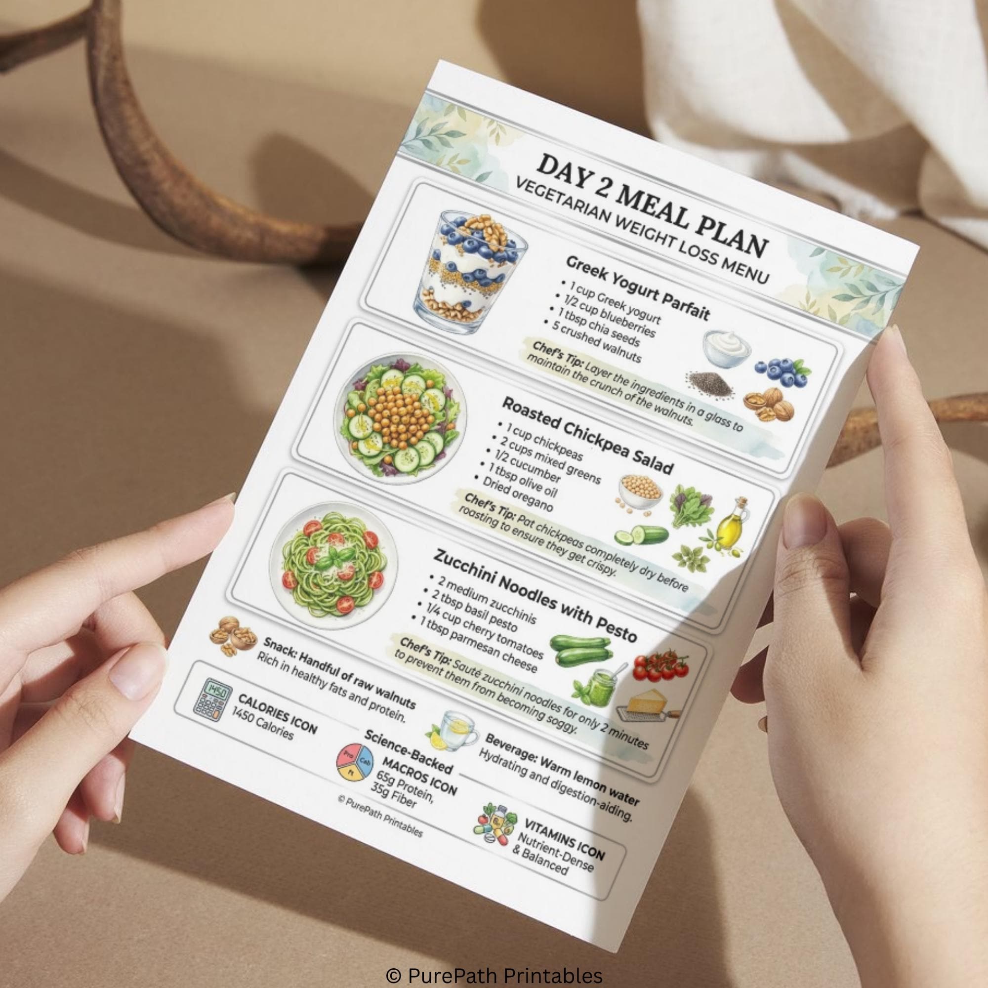 Vegetarian Weight Loss 7-day Meal Plan Printable PDF, Weekly Menu and ...