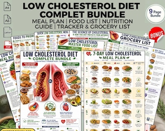 Low Cholesterol Diet Meal Plan Bundle | 7-Day Nutrition Guide, Food List (PDF Download)