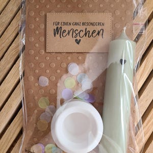Freunde | Konfetti | Kerze |Geburtstagsgeschenk | Mitbringsel | Kleinigkeit to go | Kerzenhalter | Mini-Kerze