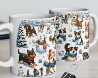 Snow Dogs Winter Wonderland Mug 11oz, 15oz | Gift for Dog Lover | Gift for Friend | Dog Mug | Dog Gift | Gift for Winter | Christmas Gift