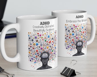 ADHD Ceramic Mug 11oz or 15oz | Quirky Mugs | Mental Health Awareness | Funny Gifts