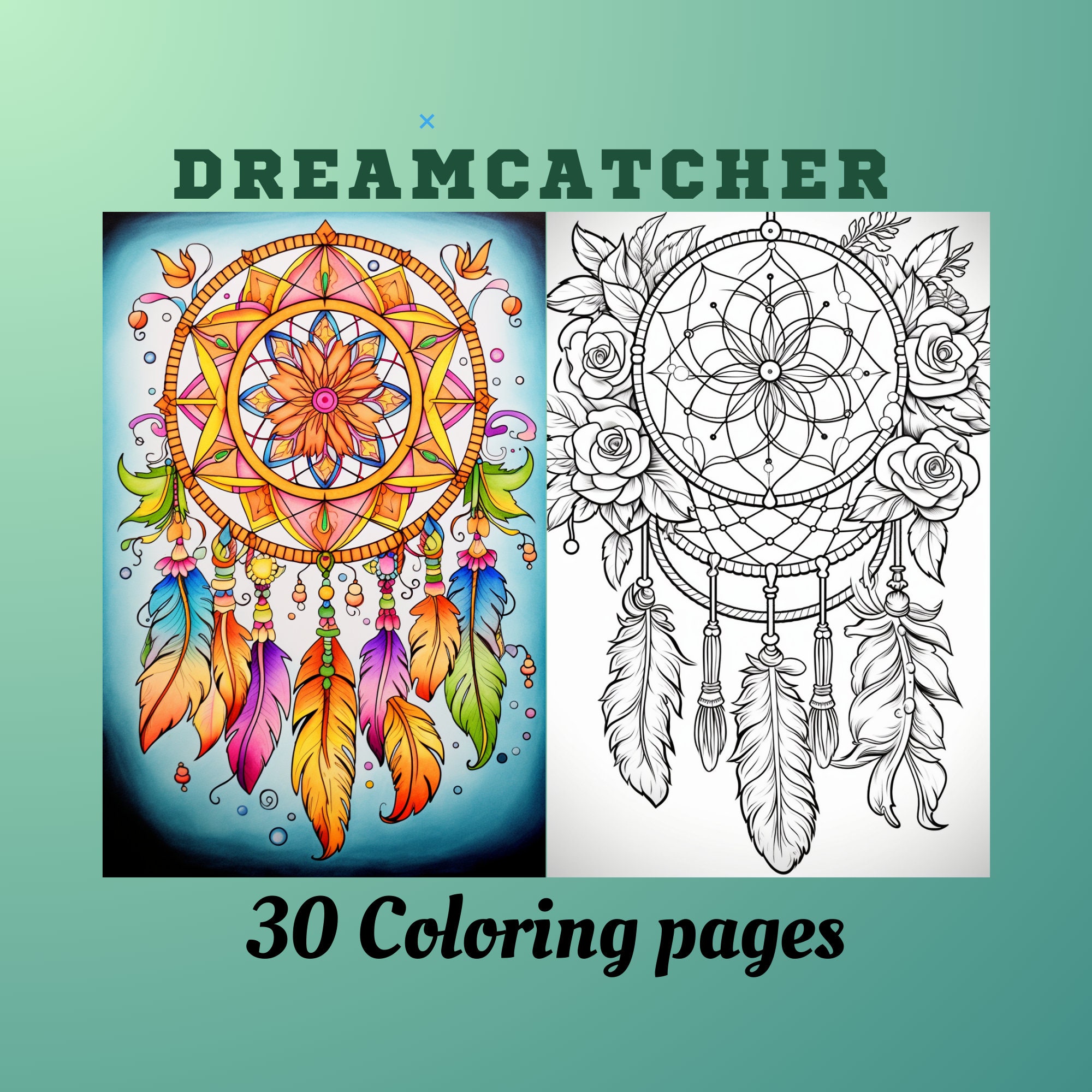 30 Dreamcatcher, Coloring Pages, Coloring Book for Kids and Adults ...