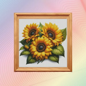 Sunflowers cross stitch pattern PDF, cross stitch pattern flowers, cross stitch pattern sunflower, modern cross stitch